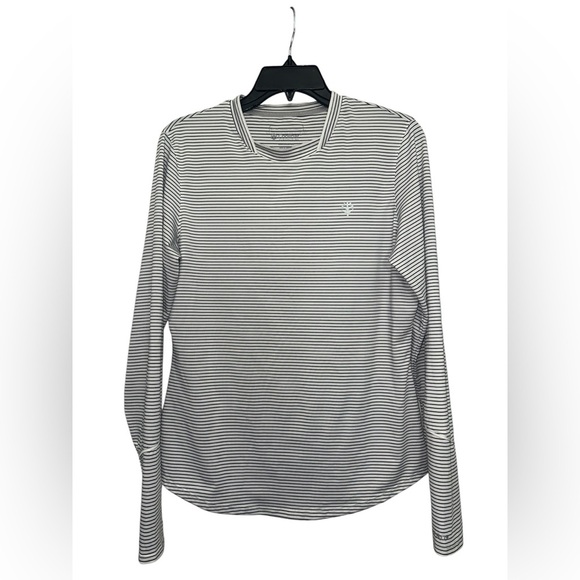 Coolibar Match Point Long Sleeve Tee Size Small Striped Performance Long Sleeve - Picture 1 of 7